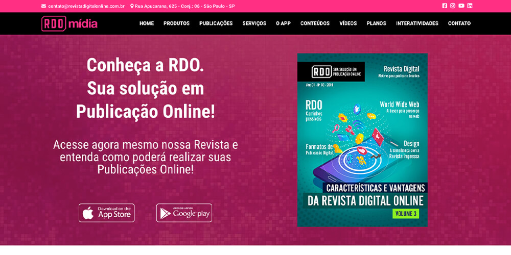 Revista Digital On-line: Desenho da tela do site da RDO Mídia