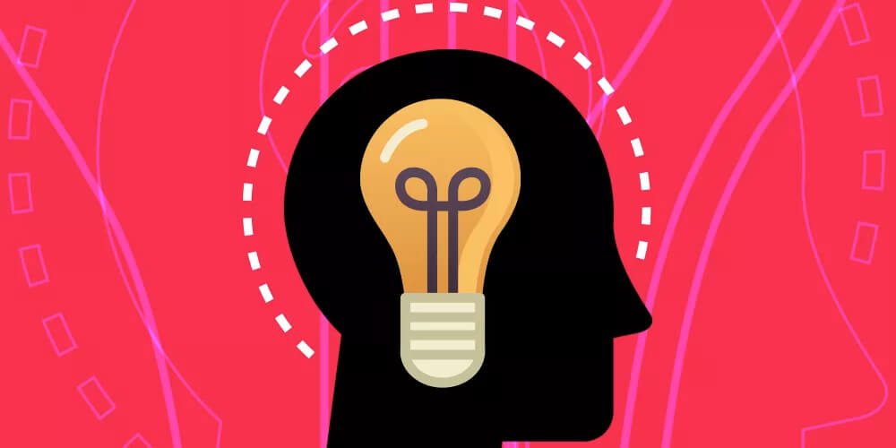 Revista Digital On-line: Desenho de cabeça de homem de perfil com uma lâmpada mostrando uma ideia